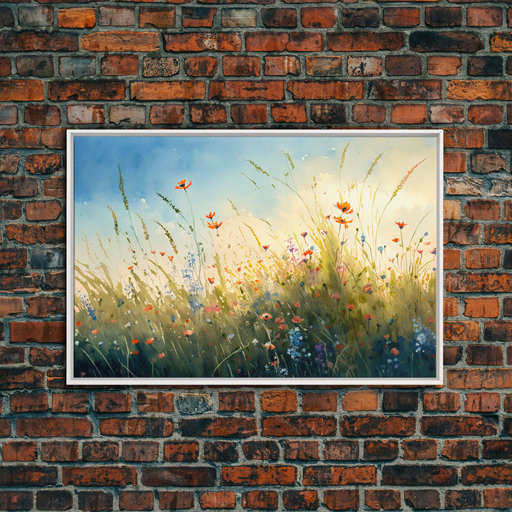 Floral Art, Framed Canvas Print, Colorful Wall Art, Wall Decoration, Primitive Farmhouse Boho Decor, Whimsical Floral Pattern Art