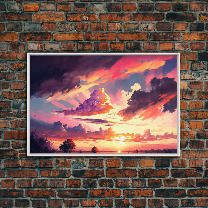 Pink Clouds |  Vintage Style Canvas Print | California Landscape Painting | Vast Plains | National Park | Desk Decor | Christmas Gift