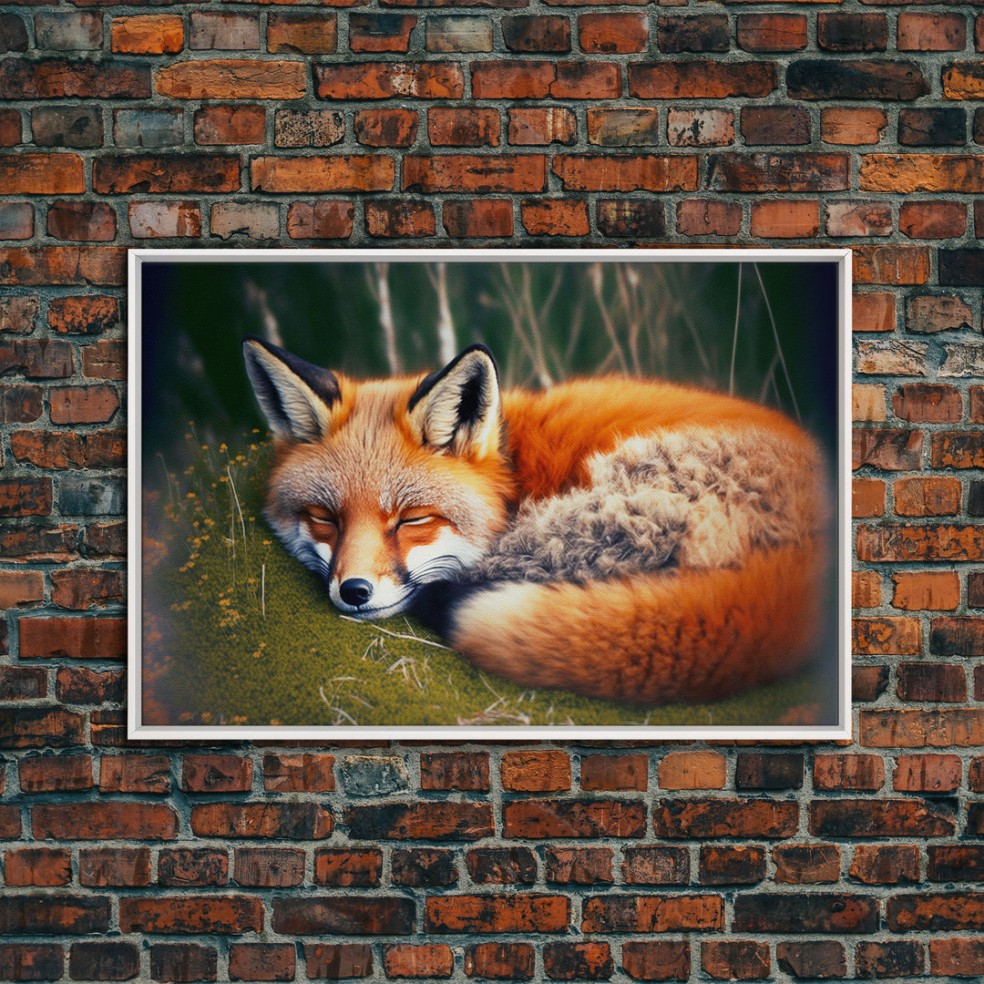 Sleeping fox Framed Canvas Wall Art, Canvas Print Decor for Home & Office Decoration Canvas Ready to Hang