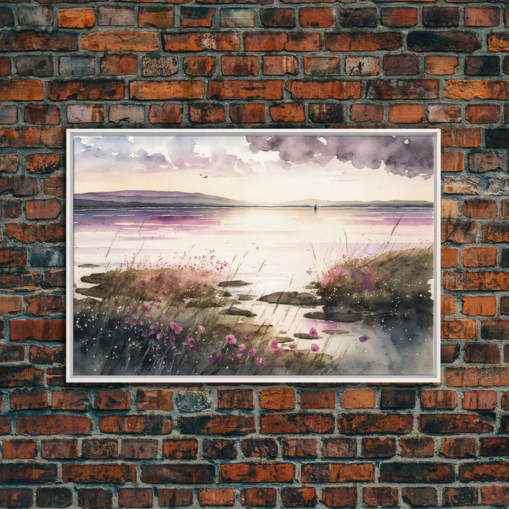 Art for living room, serene landscape watercolor painting, framed canvas print, framed art, wall decoration canvas
