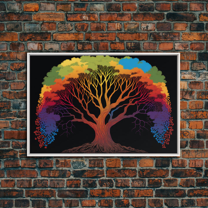 Rainbow Tree of Life, Framed Canvas Print