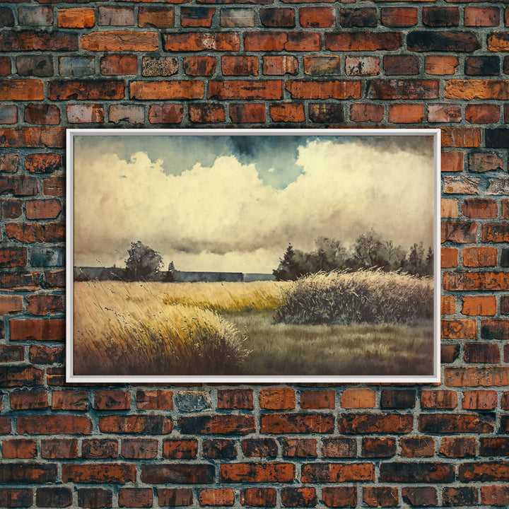 Subdued Watercolor Wall Art, Framed Canvas Print, Muted Moody Minimalist Boho Style Wall Art, Guest Room, Above Bed Art, Above Sofa Wall Art