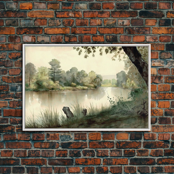 Retro Rustic Boho Style Vintage Landscape Wall Art Canvas Print, Sketch Natural Framed Large Gallery Art, Minimalist Art Ready to Hang