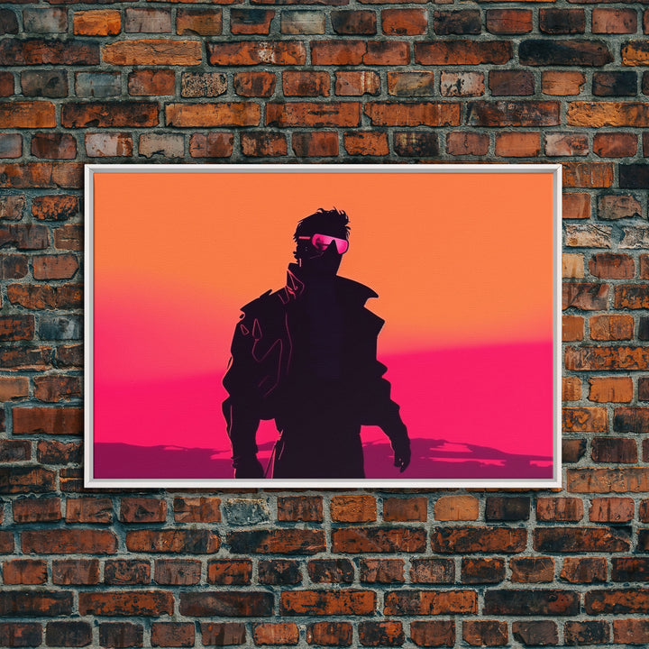 Punk Wall Art | Framed Canvas Print | Living room art | Outrun Style | Retro | Synthwave Style | Wonderful art | Warm colors | Black shadow