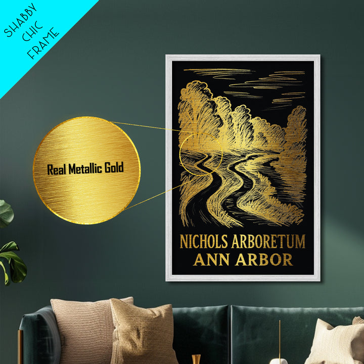 Ann Arbor Michigan art, Metallic Gold Print, Travel Art Prints, Metal Art, Wood Framed Art, Adventure Lover Gift, Traveler Gift