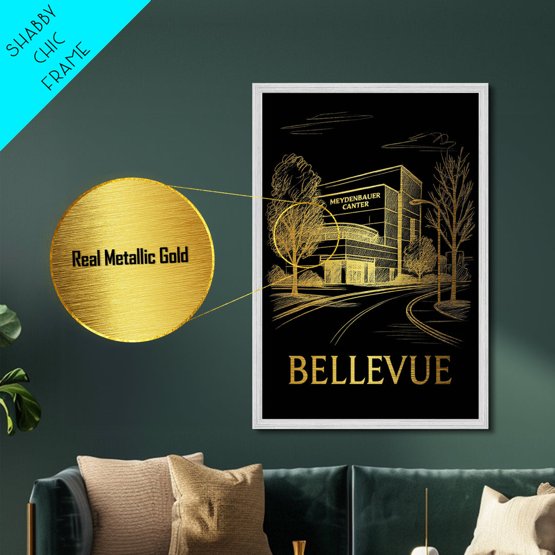 Bellevue Washington art, Metallic Gold Art, Travel Art Prints, Metal Art, Wood Framed Art, Wanderlust Gift, Adventure Lover Gift