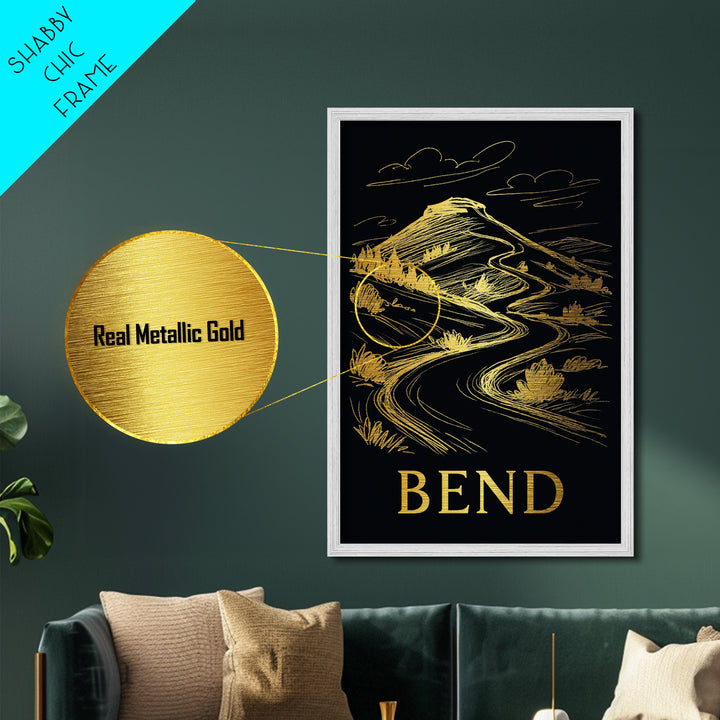 Bend Oregon art, Metallic Gold Art, Modern House Art, Metal Art, Wood Framed Art, Graduation Travel Gift, Travel Gift