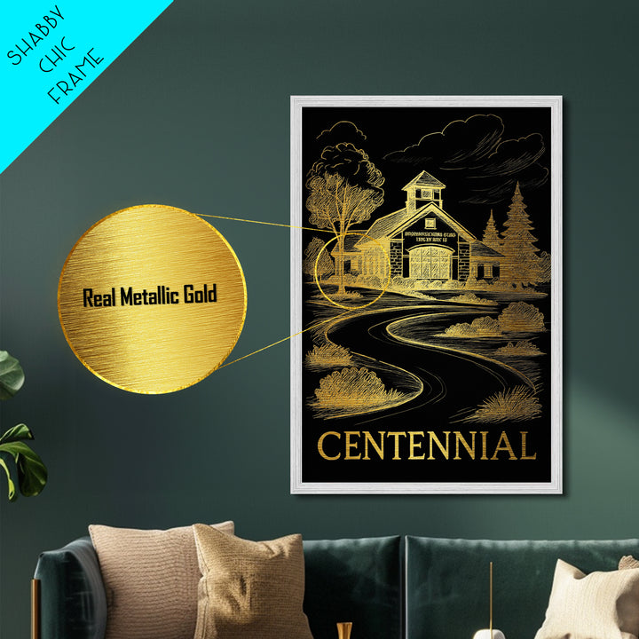 Centennial Colorado art, Metallic Gold Art, Best Friend Gifts, Metal Art, Wood Framed Art, Birthday Travel Gift, Destination Gift