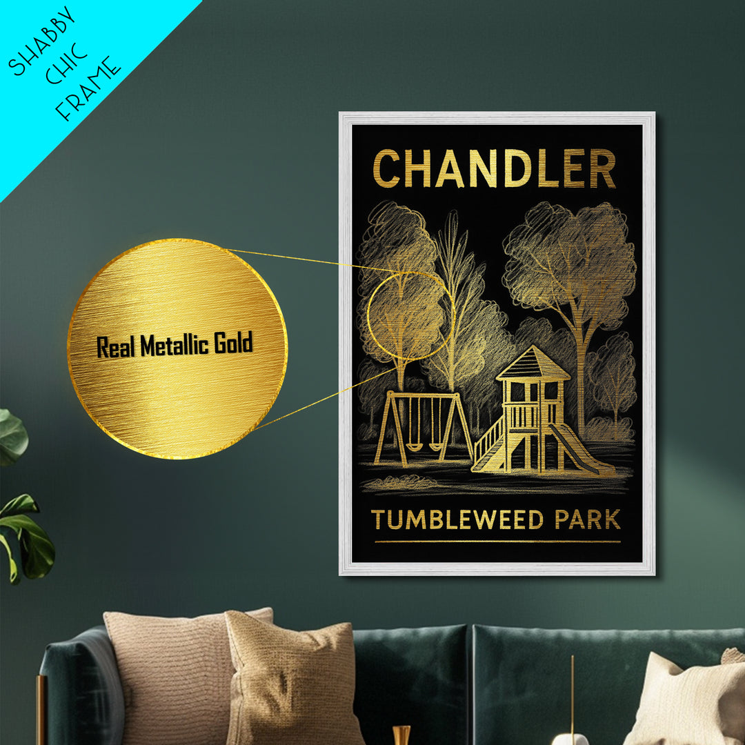 Chandler Arizona travel, Metallic Gold Print, Modern Skyline Wall Print, Metal Art, Wood Framed Art, Adventure Lover Gift, Travel Gift
