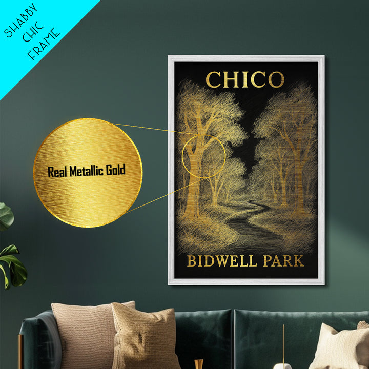 Chico California travel, Metallic Gold Print, Modern House Art, Metal Art, Wood Framed Art, Wanderlust Gift, Travel Art Prints