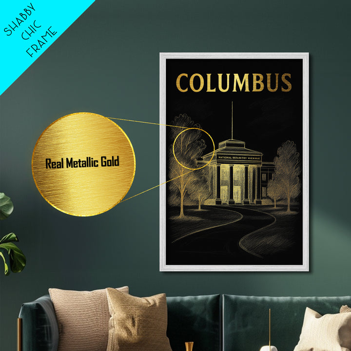 Columbus Georgia art, Metallic Gold Art, Best Friend Gifts, Metal Art, Wood Framed Art, Birthday Travel Gift, Destination Gift