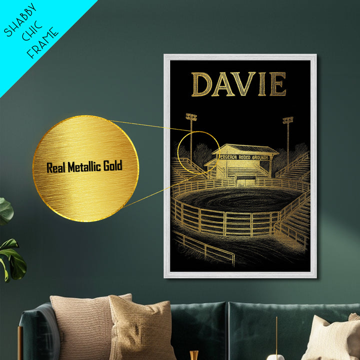 Davie Florida travel, Metallic Gold Print, Modern House Art, Metal Art, Wood Framed Art, Traveler Gift, Destination Gift