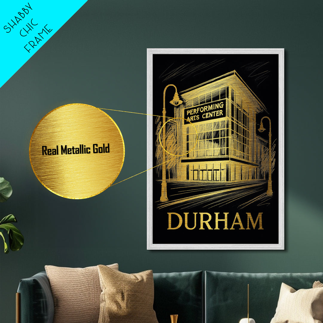 Durham North Carolina art, Metallic Gold Art, Best Friend Gifts, Metal Art, Wood Framed Art, Birthday Travel Gift, Destination Gift