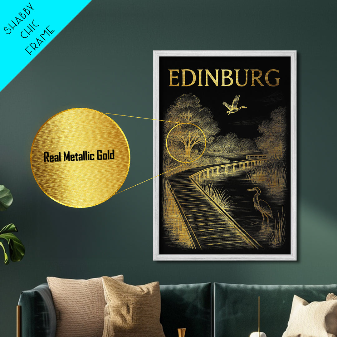 Edinburg Texas travel, Metallic Gold Print, Modern Skyline Wall Print, Metal Art, Wood Framed Art, Adventure Lover Gift, Travel Gift