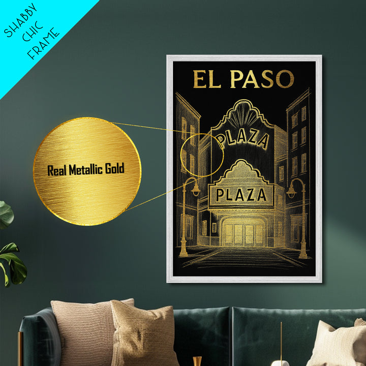 El Paso Texas travel, Metallic Gold Print, Modern House Art, Metal Art, Wood Framed Art, Wanderlust Gift, Travel Art Prints