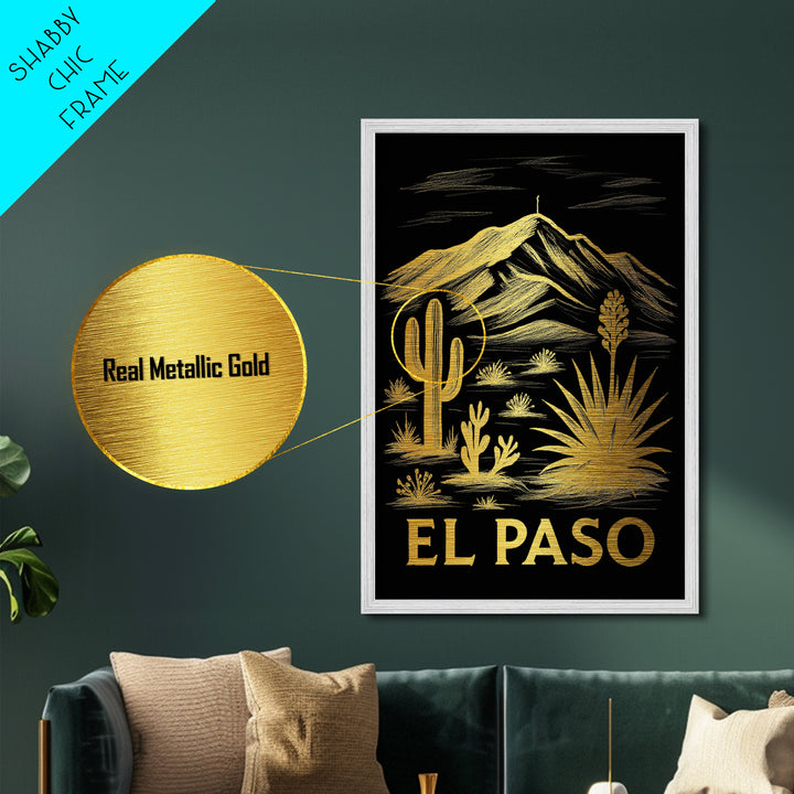 El Paso Texas art, Metallic Gold Art, Travel Art Prints, Metal Art, Wood Framed Art, Adventure Lover Gift, Traveler Gift