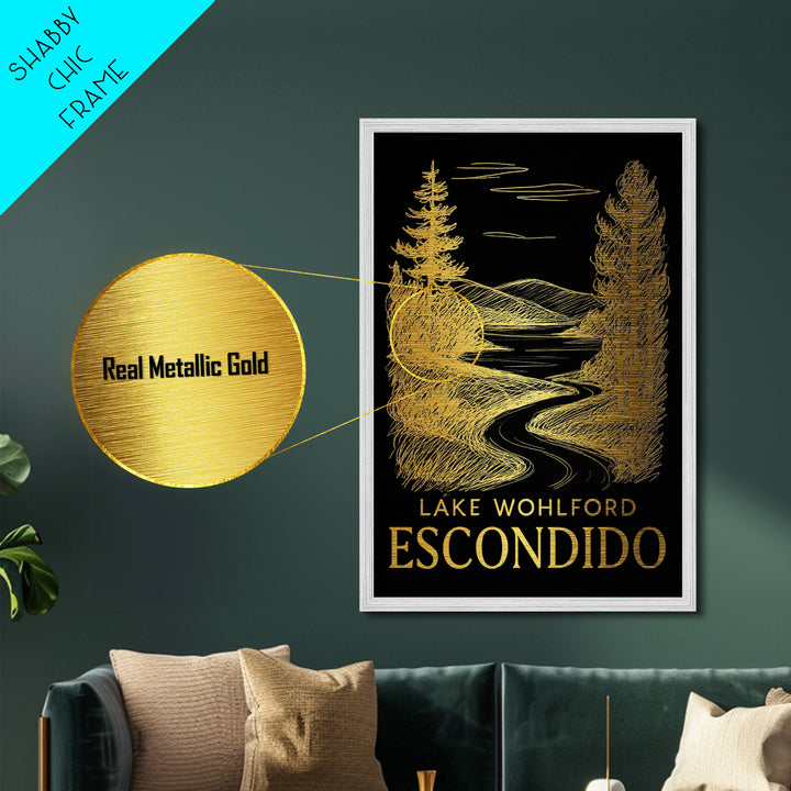 Escondido California art, Metallic Gold Art, Modern House Art, Metal Art, Wood Framed Art, Graduation Travel Gift, Travel Gift