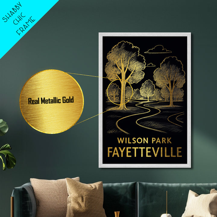 Fayetteville North Carolina art, Metallic Gold Art, Housewarming Gift, Metal Art, Wood Framed Art, Newlywed Travel Gift