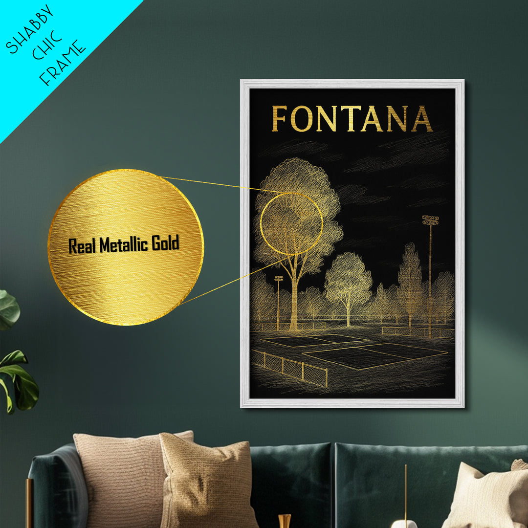 Fontana California travel, Metallic Gold Print, Modern House Art, Metal Art, Wood Framed Art, Wanderlust Gift, Travel Art Prints
