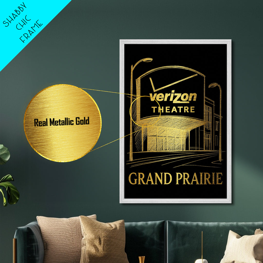 Grand Prairie Texas travel, Metallic Gold Print, Modern Skyline Wall Print, Metal Art, Wood Framed Art, Adventure Lover Gift