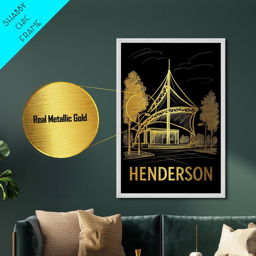 Henderson Nevada art, Metallic Gold Art, Best Friend Gifts, Metal Art, Wood Framed Art, Birthday Travel Gift, Destination Gift
