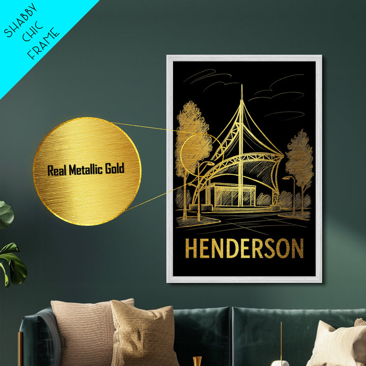 Henderson Nevada art, Metallic Gold Art, Best Friend Gifts, Metal Art, Wood Framed Art, Birthday Travel Gift, Destination Gift