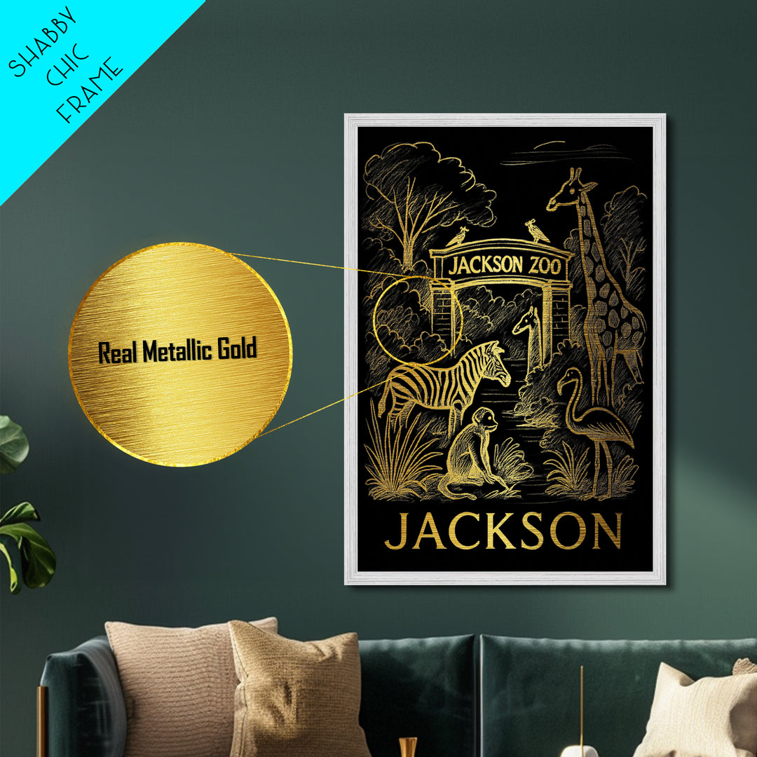 Jackson Mississippi art, Metallic Gold Art, Office Decor, Metal Art, Wood Framed Art, Graduation Travel Gift, Destination Gift
