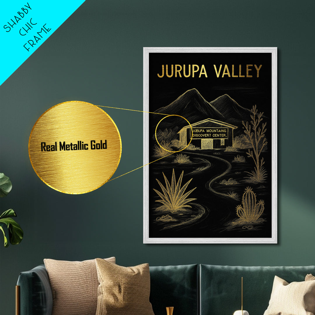 Jurupa Valley California travel, Metallic Gold Print, Modern Skyline Wall Print, Metal Art, Wood Framed Art, Adventure Lover Gift