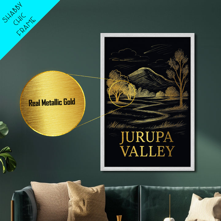 Jurupa Valley California art, Metallic Gold Art, Housewarming Gift, Metal Art, Wood Framed Art, Newlywed Travel Gift, Honeymoon Gift