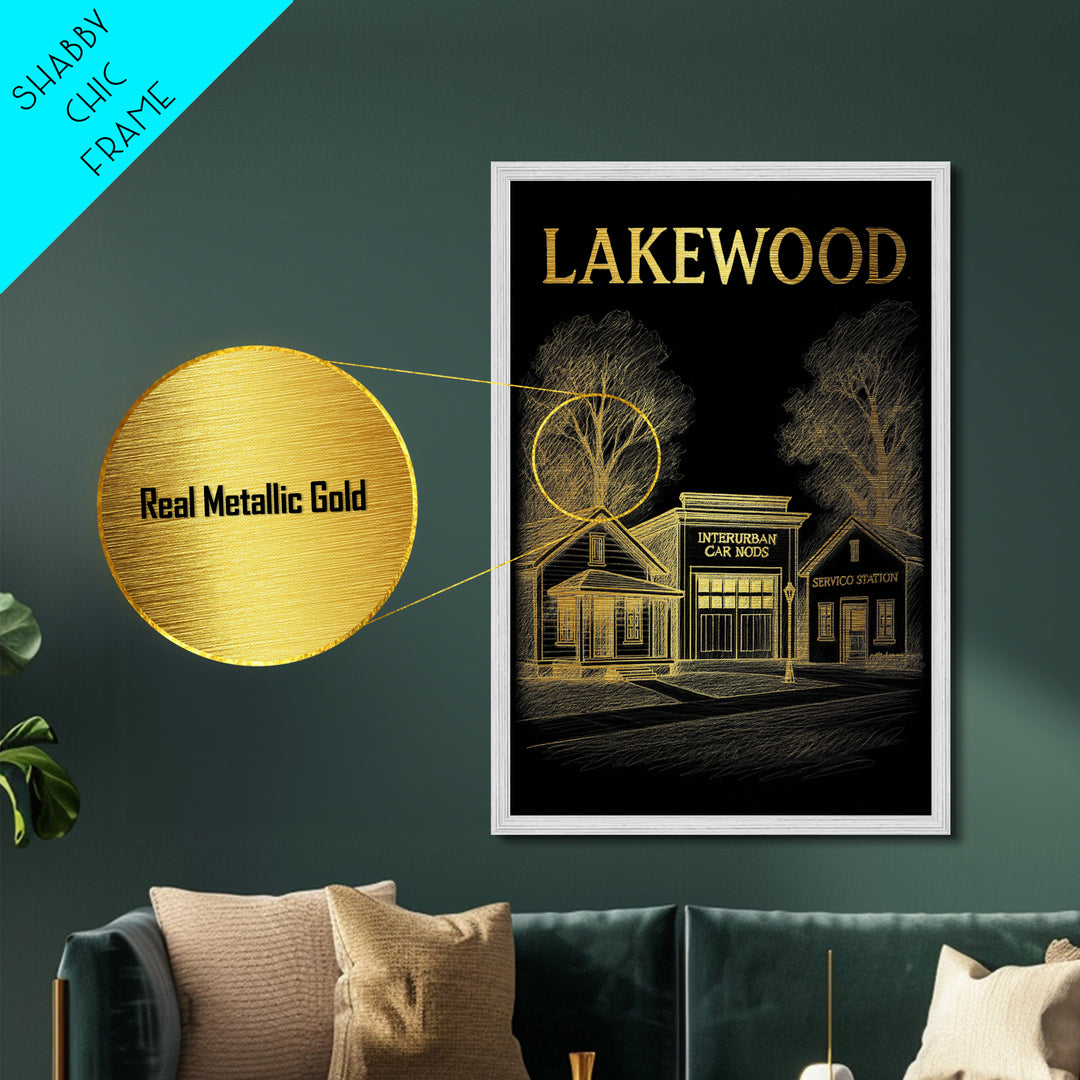 Lakewood Colorado travel, Metallic Gold Print, Modern House Art, Metal Art, Wood Framed Art, Traveler Gift, Destination Gift