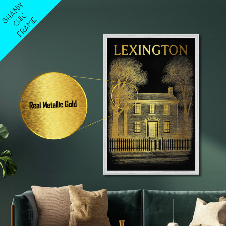Lexington Kentucky travel, Metallic Gold Print, College Dorm Décor, Metal Art, Wood Framed Art, Graduation Travel Gift, Traveler Gift