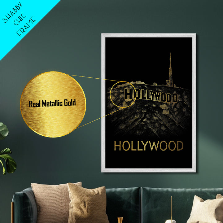Los Angeles California art, Metallic Gold Art, Office Decor, Metal Art, Wood Framed Art, Graduation Travel Gift, Destination Gift