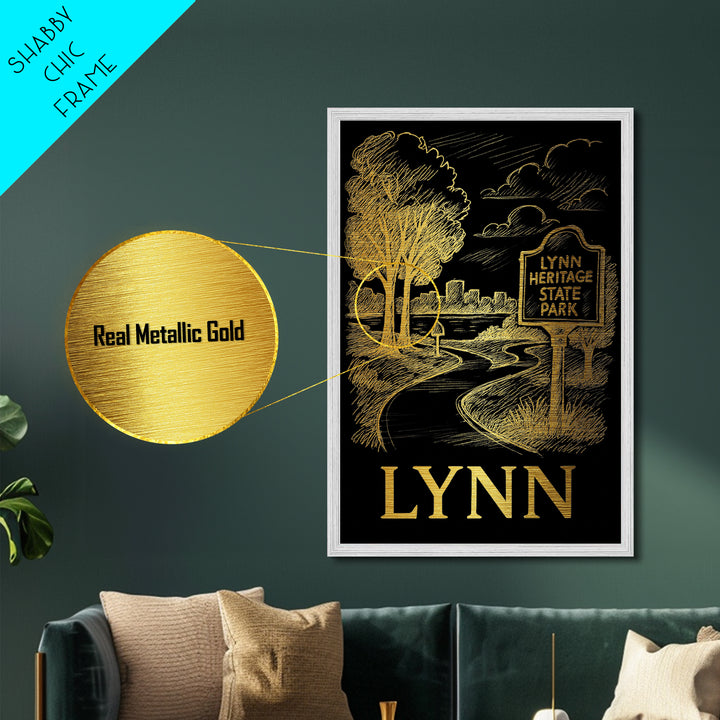 Macon Georgia travel, Metallic Gold Print, Housewarming Gift, Metal Art, Wood Framed Art, Newlywed Travel Gift