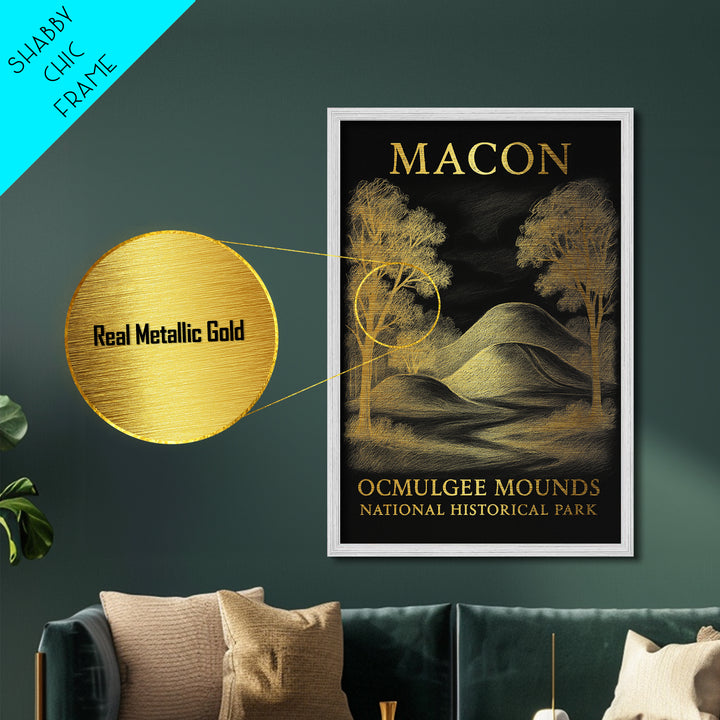 Macon Georgia art, Metallic Gold Art, Closing Gift, Metal Art, Wood Framed Art, Anniversary Travel Gift
