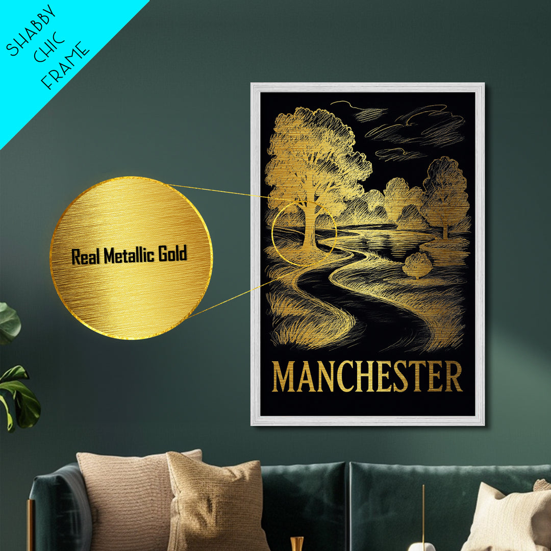 Manchester New Hampshire art, Metallic Gold Art, Modern House Art, Metal Art, Wood Framed Art, Graduation Travel Gift