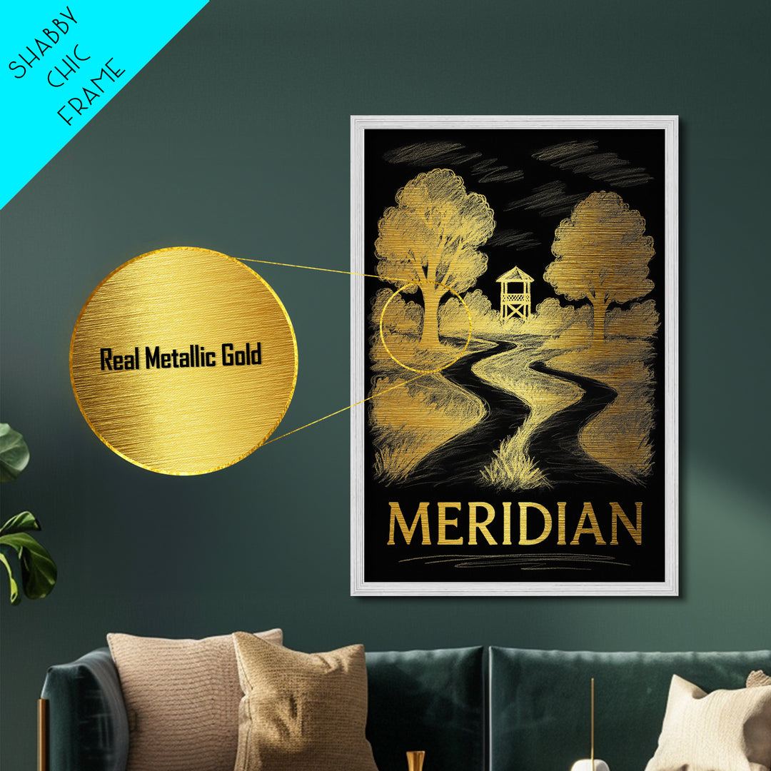 Meridian Idaho art, Metallic Gold Art, Modern House Art, Metal Art, Wood Framed Art, Graduation Travel Gift