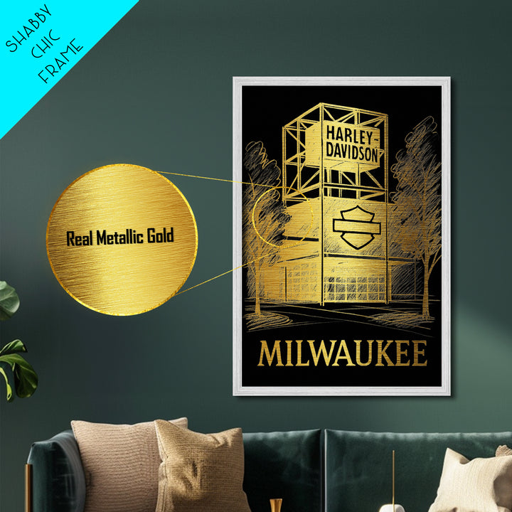 Milwaukee Wisconsin art, Metallic Gold Art, Best Friend Gifts, Metal Art, Wood Framed Art, Birthday Travel Gift
