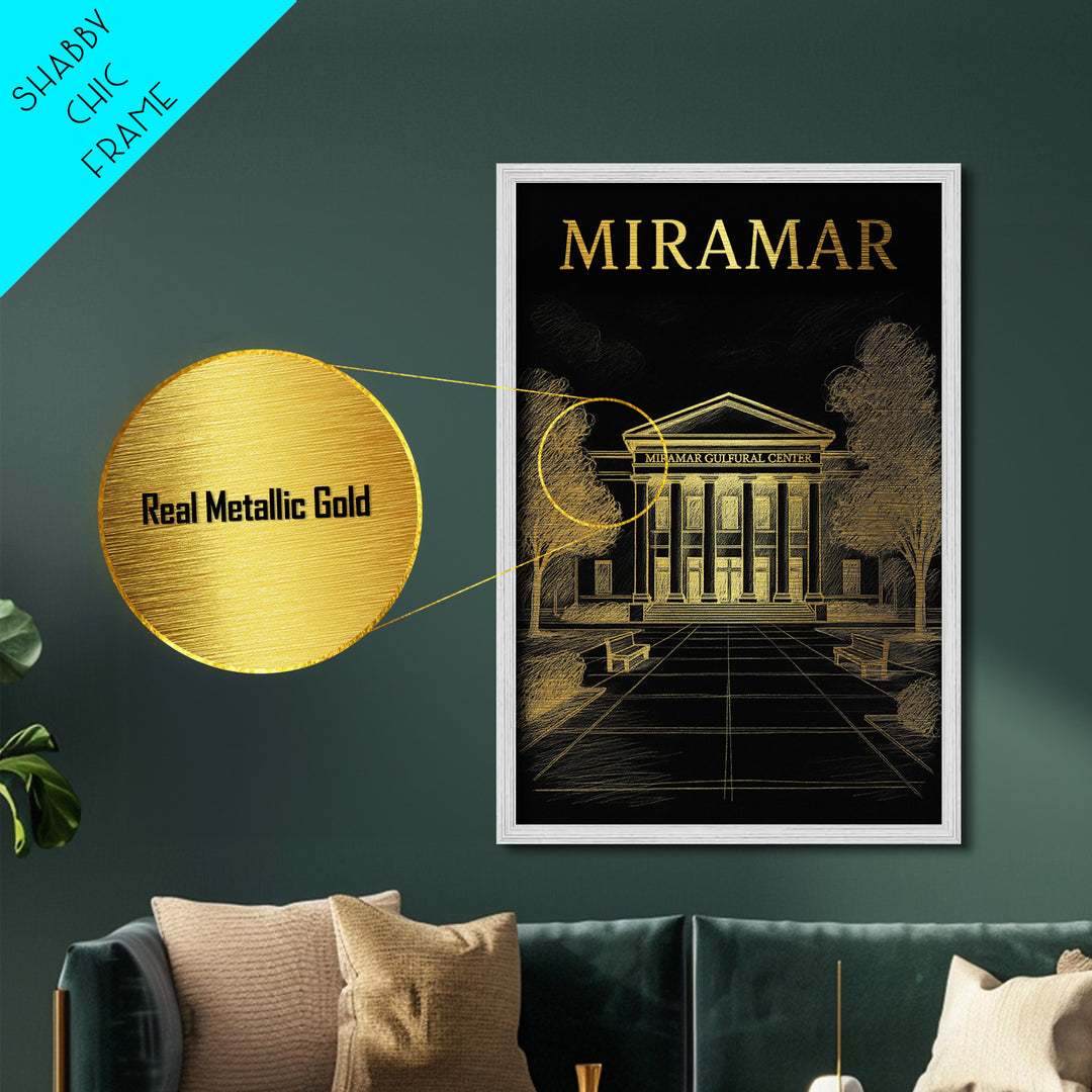 Miramar Florida travel, Metallic Gold Print, Closing Gift, Metal Art, Wood Framed Art, Anniversary Travel Gift