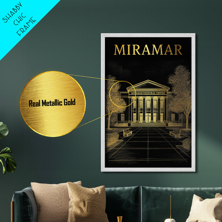 Miramar Florida travel, Metallic Gold Print, Closing Gift, Metal Art, Wood Framed Art, Anniversary Travel Gift
