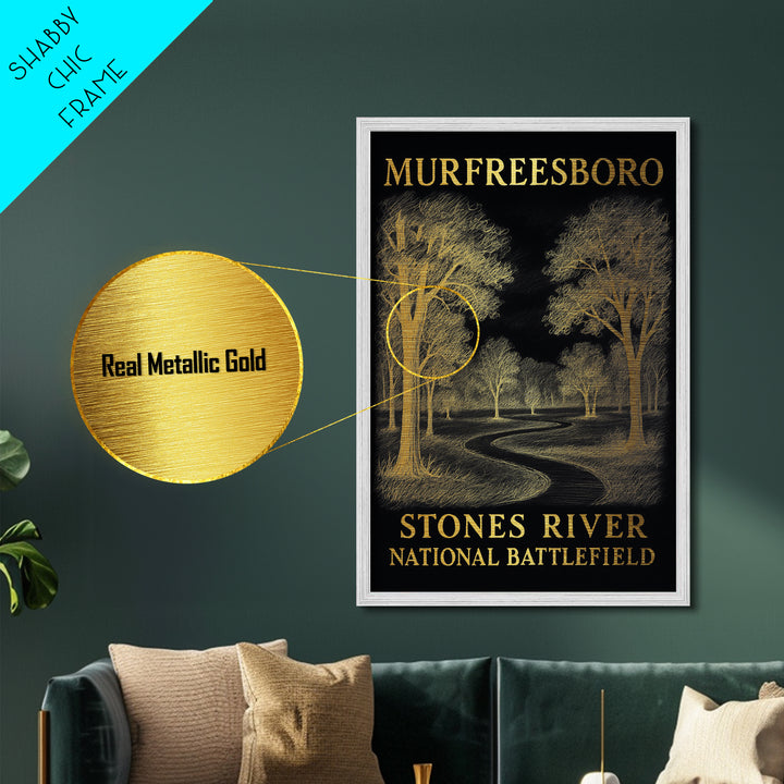 Murfreesboro Tennessee travel, Metallic Gold Print, Closing Gift, Metal Art, Wood Framed Art, Anniversary Travel Gift