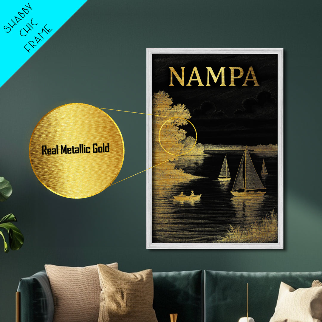 Nampa Idaho travel, Metallic Gold Print, Modern House Art, Metal Art, Wood Framed Art, Traveler Gift, Destination Gift