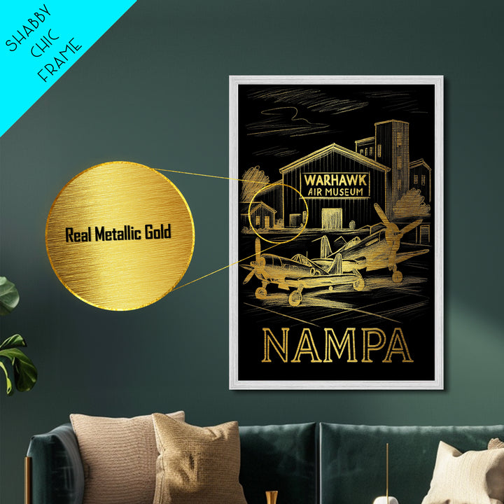 Nampa Idaho art, Metallic Gold Art, Modern House Art, Metal Art, Wood Framed Art, Graduation Travel Gift, Travel Gift