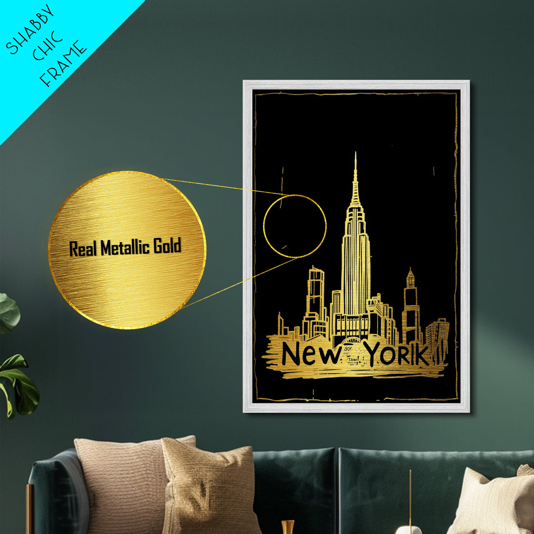New York New York art, Metallic Gold Art, Modern House Art, Metal Art, Wood Framed Art, Graduation Travel Gift, Travel Gift
