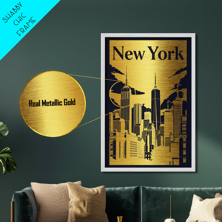 New York New York travel, Metallic Gold Print, Closing Gift, Metal Art, Wood Framed Art, Anniversary Travel Gift, Retirement Travel Gift