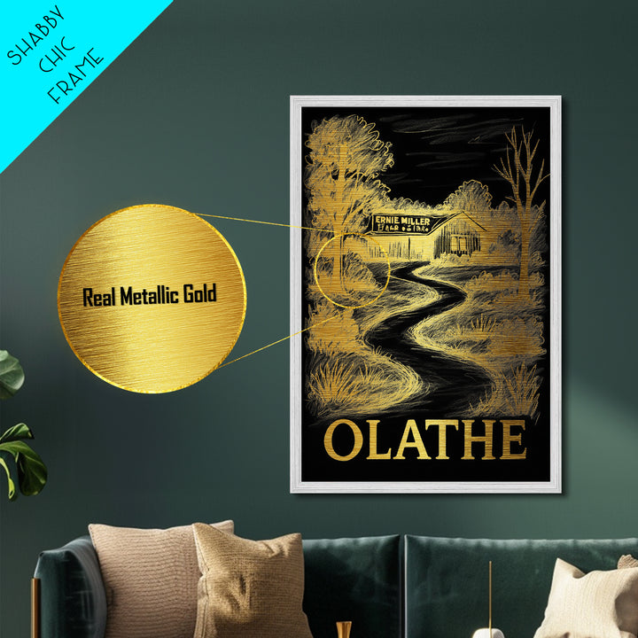 Olathe Kansas art, Metallic Gold Art, Travel Art Prints, Metal Art, Wood Framed Art, Adventure Lover Gift, Traveler Gift