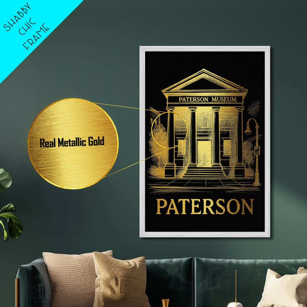 Paterson New Jersey art, Metallic Gold Art, Modern House Art, Metal Art, Wood Framed Art, Graduation Travel Gift, Travel Gift