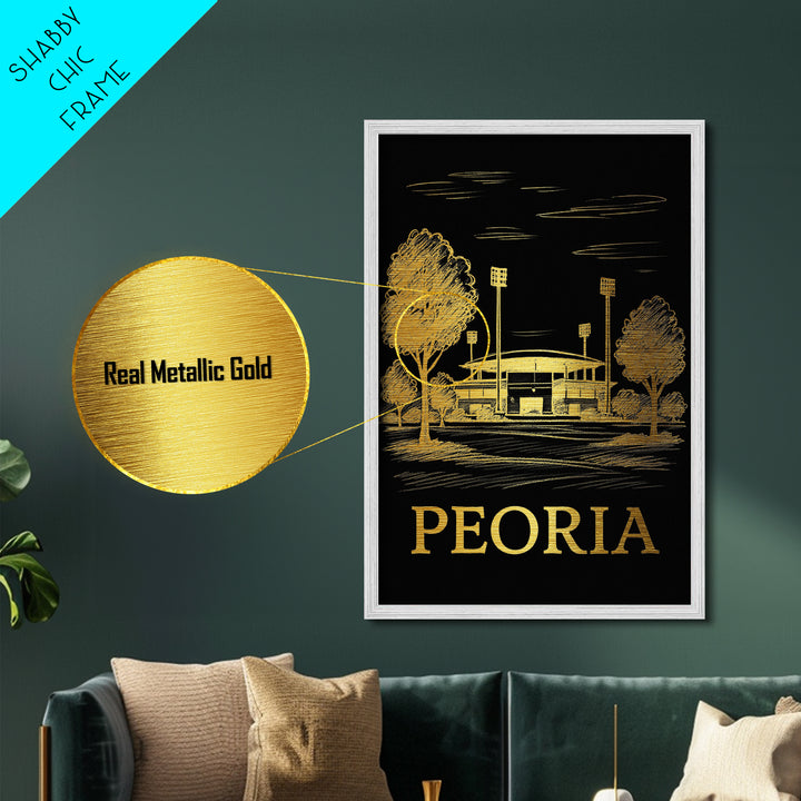Peoria Arizona travel, Metallic Gold Print, Modern House Art, Metal Art, Wood Framed Art, Wanderlust Gift, Travel Art Prints
