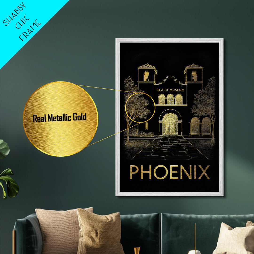 Phoenix Arizona travel, Metallic Gold Print, College Dorm Décor, Metal Art, Wood Framed Art, Graduation Travel Gift, Traveler Gift