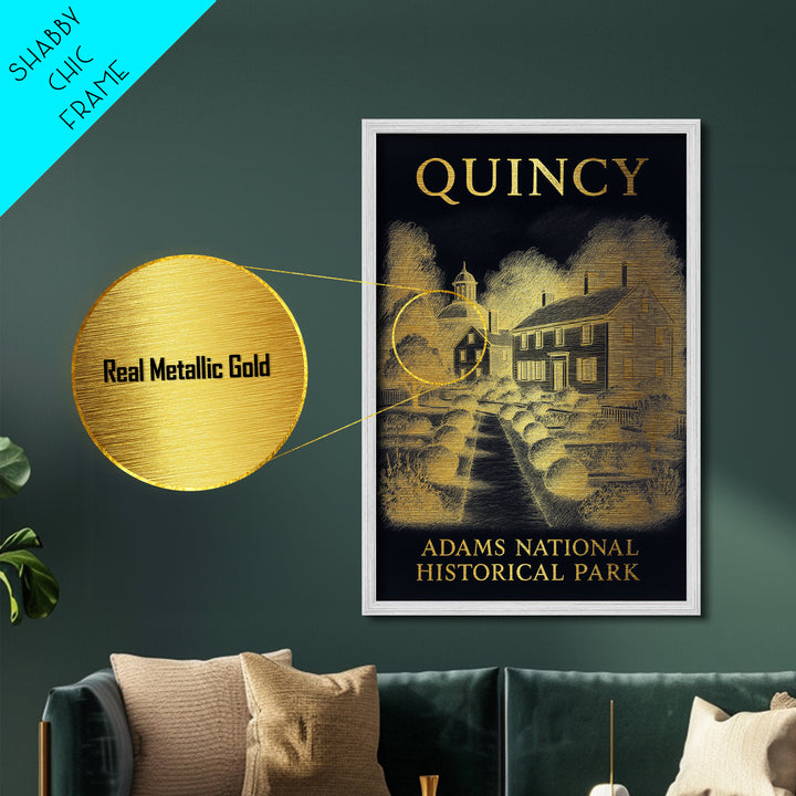 Quincy Massachusetts travel, Metallic Gold Print, College Dorm Décor, Metal Art, Wood Framed Art, Graduation Travel Gift, Traveler Gift