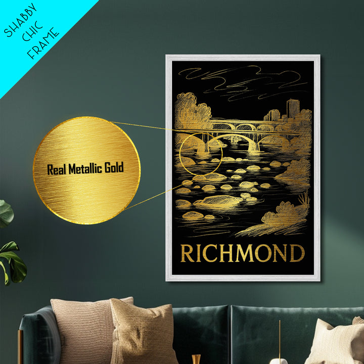 Richmond California travel, Metallic Gold Print, Modern House Art, Metal Art, Wood Framed Art, Wanderlust Gift, Travel Art Prints